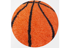 Tapijtenloods Fun Basketbal Kinderkamer Rond Vloerkleed Hoogpolig Oranje