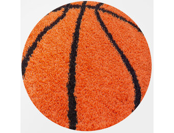 Tapijtenloods Fun Basketbal Kinderkamer Rond Vloerkleed Hoogpolig Oranje