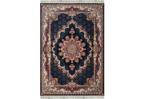 Isfahan Oosters Vloerkleed Klassiek Vintage Tapijt Blauw Navy