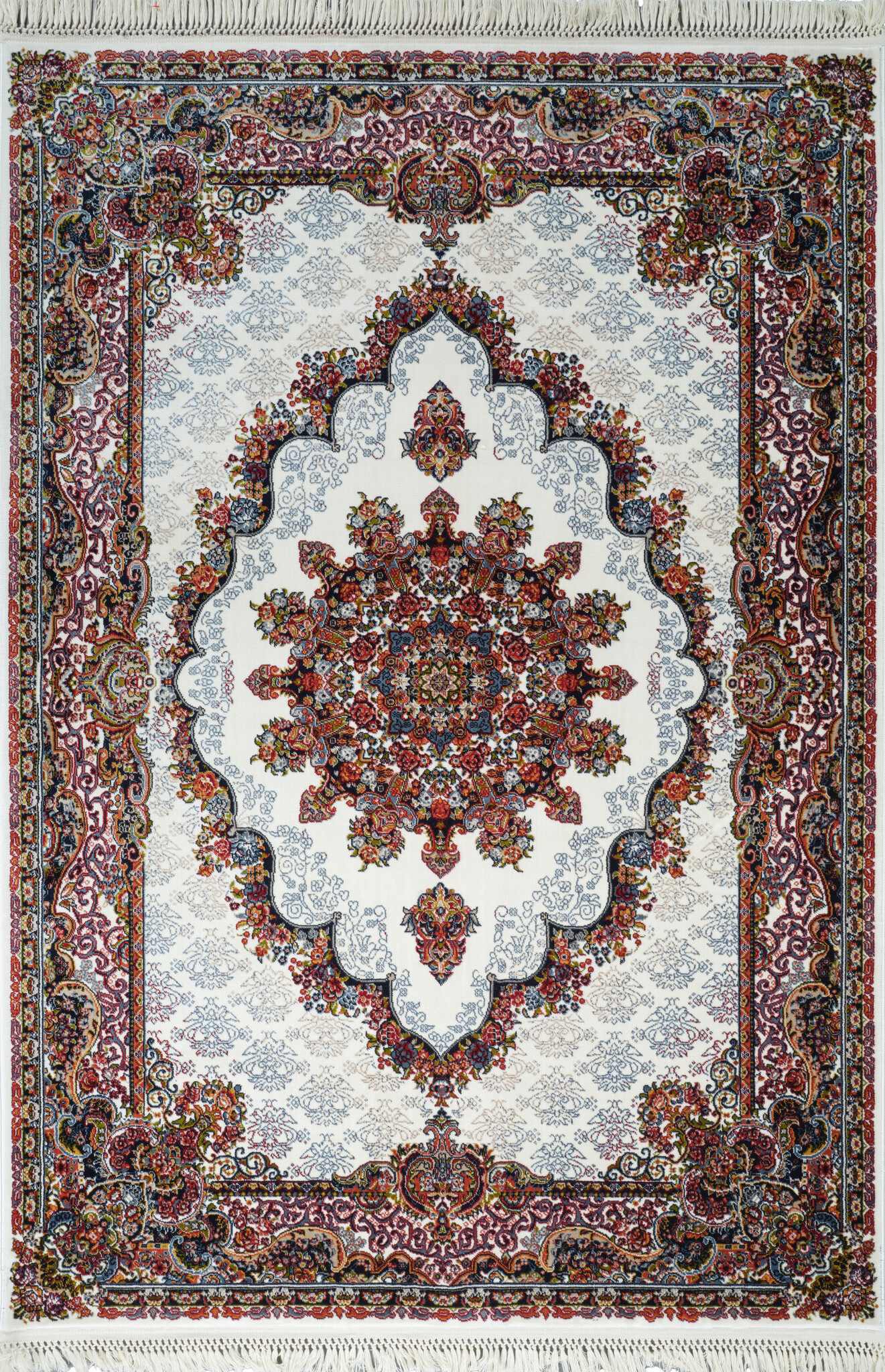 Isfahan Oosters Vloerkleed Nain - Laagpolig - Klassiek Vintage Tapijt - Creme / Multi