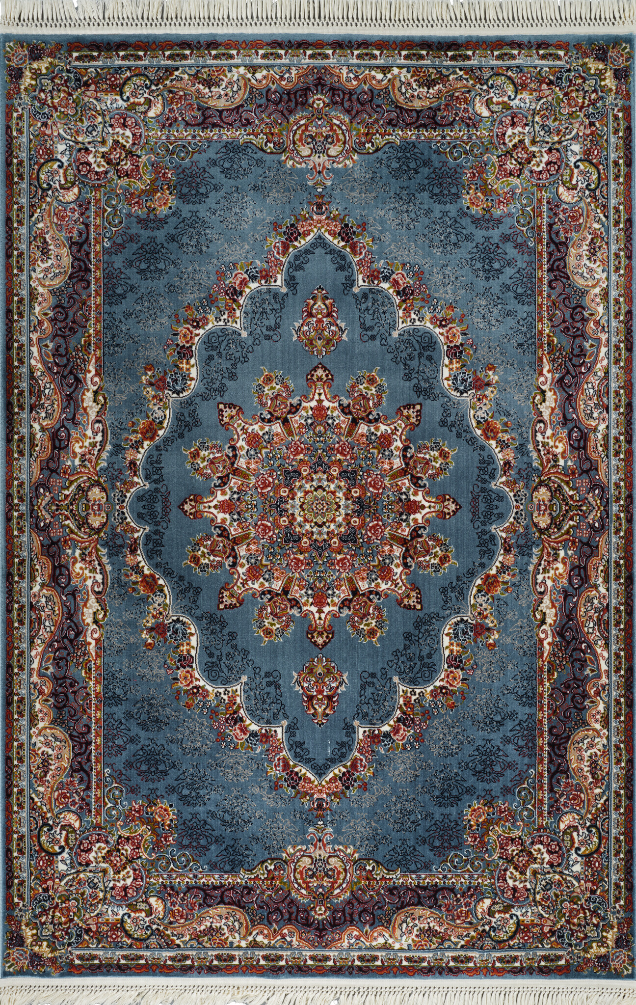 Isfahan Oosters Vloerkleed Nain - Laagpolig - Klassiek Vintage Tapijt - Blauw / Multi
