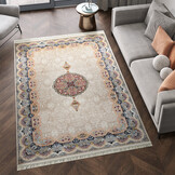 Isfahan Oosters Vloerkleed - Laagpolig - Klassiek Vintage Tapijt - Beige / Multi