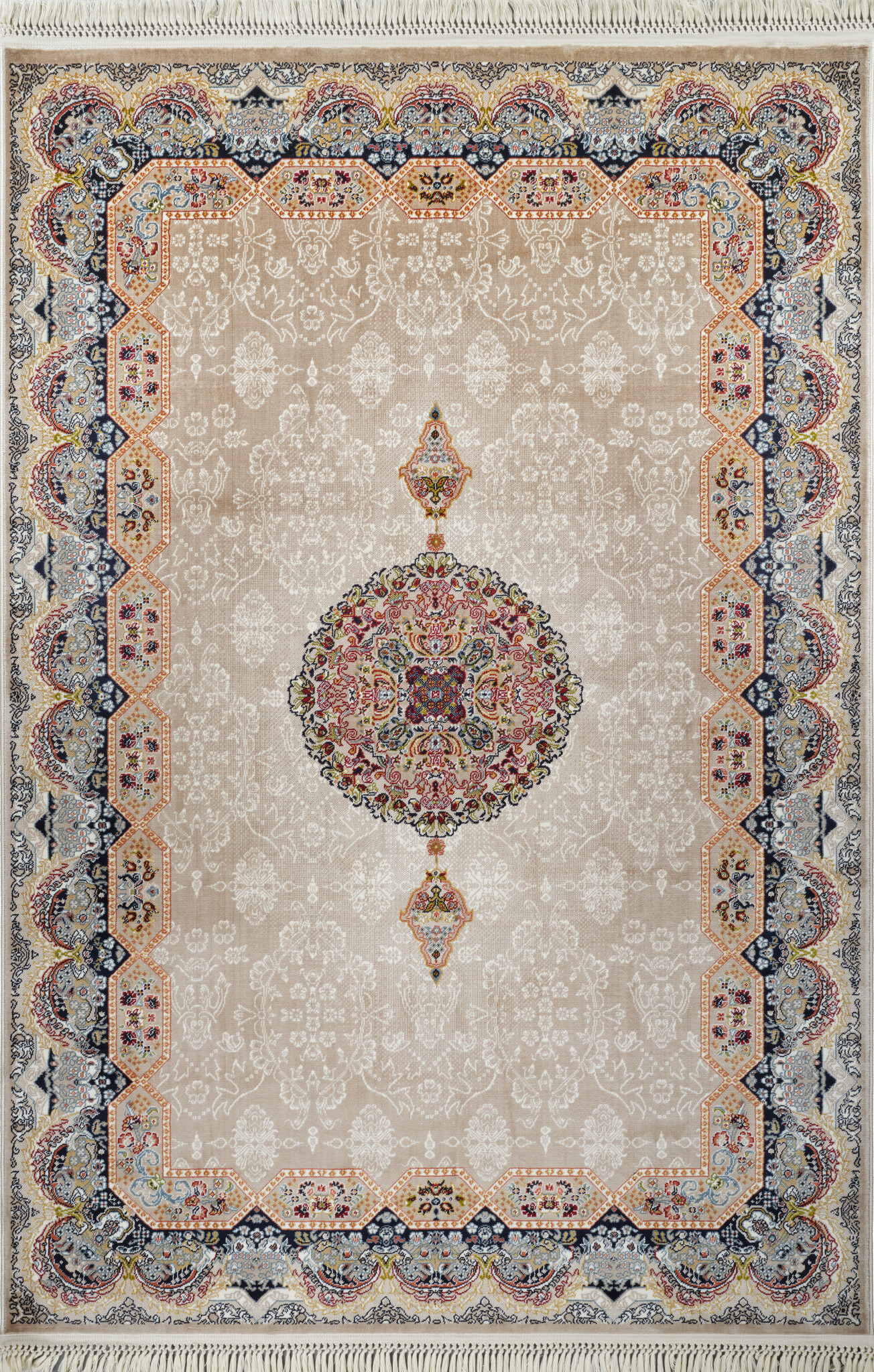 Isfahan Oosters Vloerkleed - Laagpolig - Klassiek Vintage Tapijt - Beige / Multi