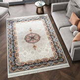 Isfahan Oosters Vloerkleed - Laagpolig - Klassiek Vintage Tapijt - Creme / Multi