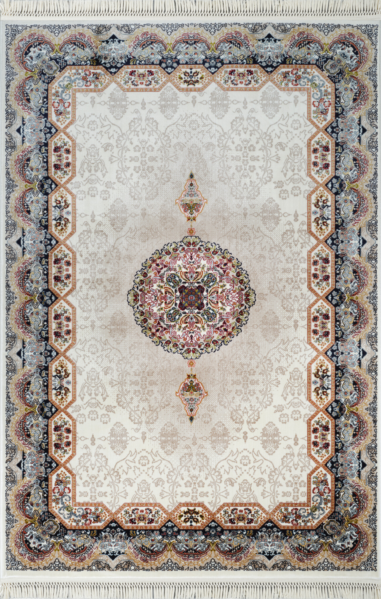 Isfahan Oosters Vloerkleed - Laagpolig - Klassiek Vintage Tapijt - Creme / Multi