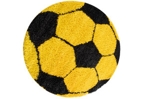 Fun Voetbal Kinderkamer Rond Vloerkleed Hoogpolig Geel