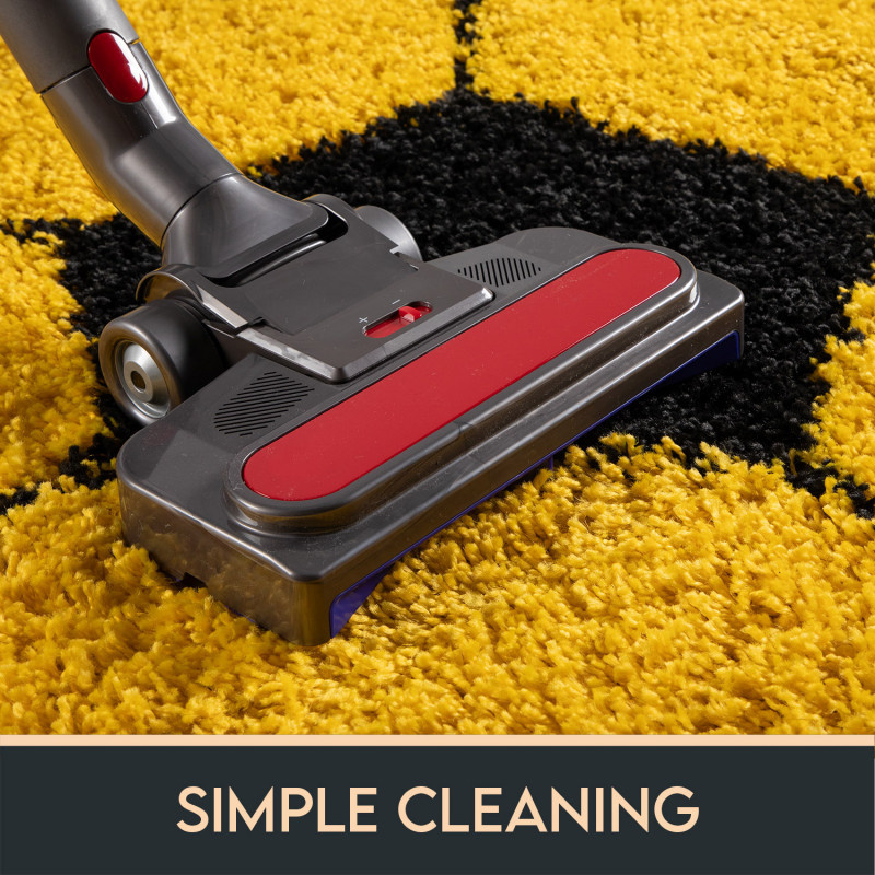 Fun Voetbal Kinderkamer Rond Vloerkleed Hoogpolig Geel