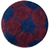 Fun Voetbal Kinderkamer Rond Vloerkleed Hoogpolig Blauw Paars