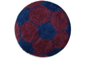 Fun Voetbal Kinderkamer Rond Vloerkleed Hoogpolig Blauw Paars