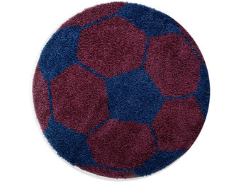 Tapijtenloods Fun Voetbal Kinderkamer Rond Vloerkleed Hoogpolig Blauw Paars