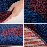 Fun Voetbal Kinderkamer Rond Vloerkleed Hoogpolig Blauw Paars