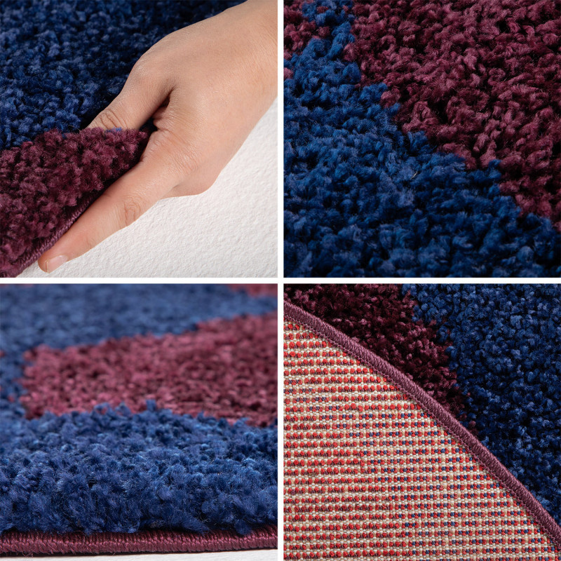 Fun Voetbal Kinderkamer Rond Vloerkleed Hoogpolig Blauw Paars