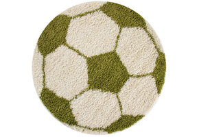 Tapijtenloods Fun Voetbal Kinderkamer Rond Vloerkleed Hoogpolig Groen Wit