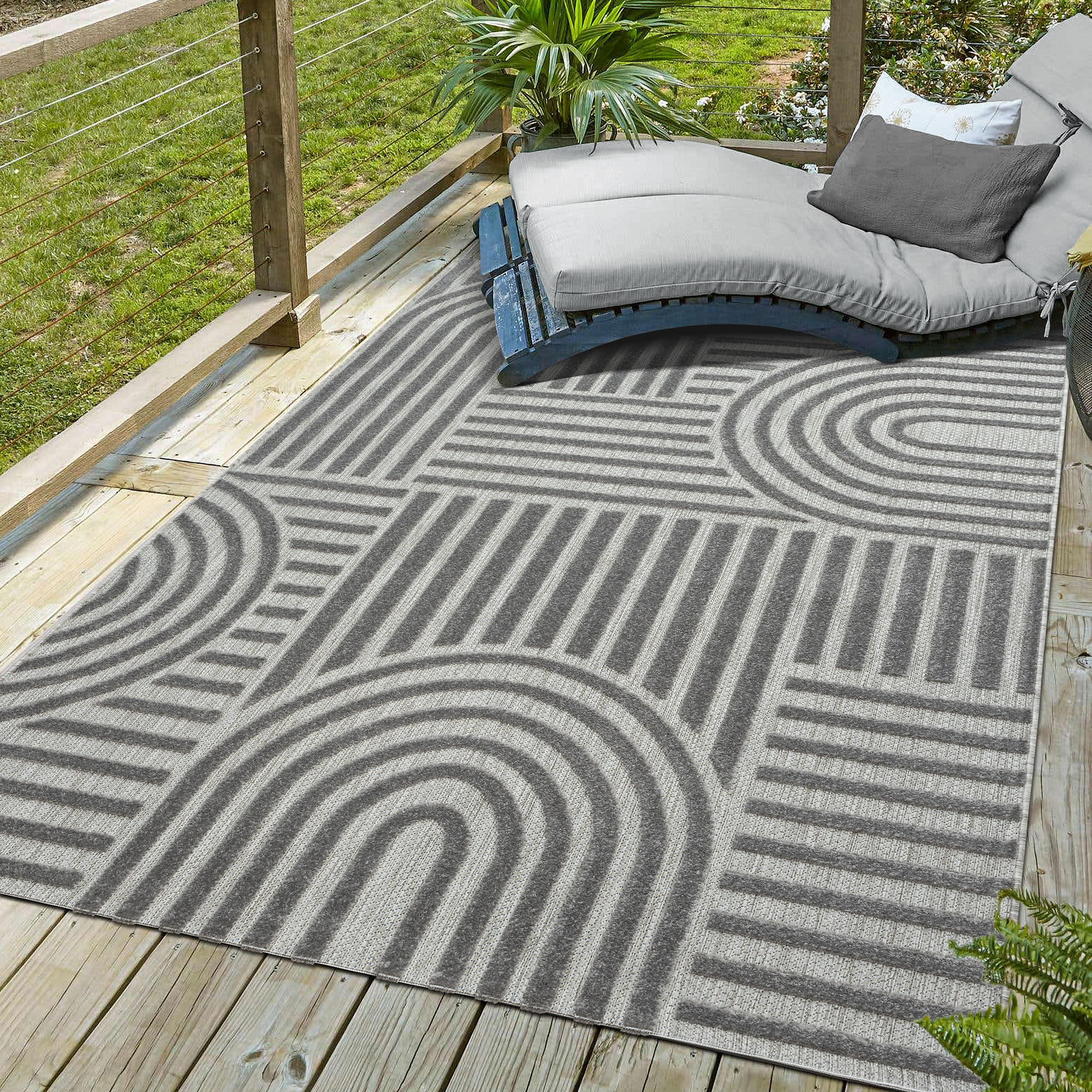 Berlin Outdoor - Japandi - Grijs - Buitenkleed Tuin - Weerbestendig  -