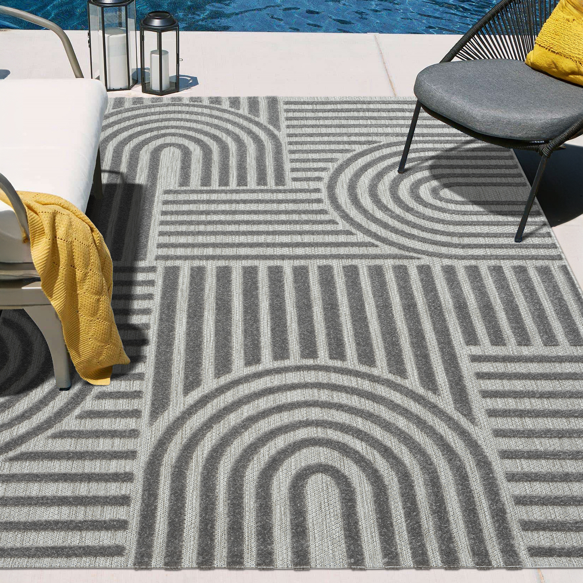 Berlin Outdoor - Japandi - Grijs - Buitenkleed Tuin - Weerbestendig -