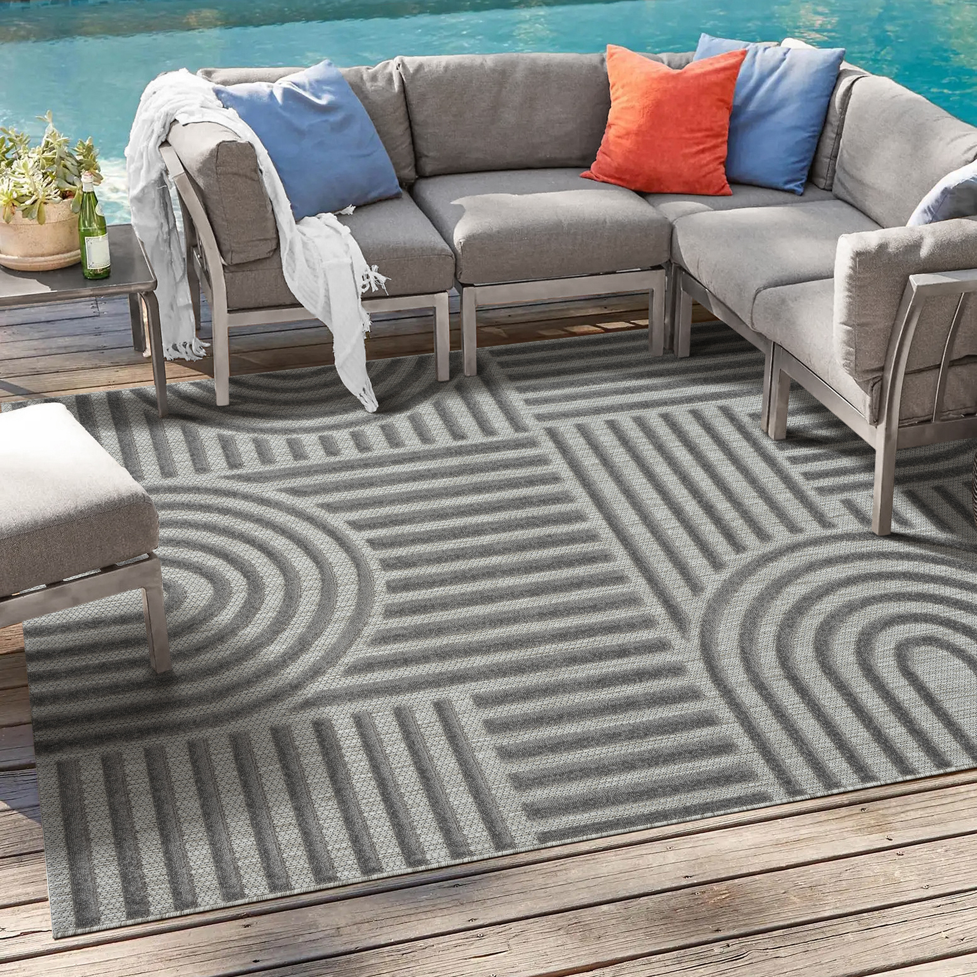 Berlin Outdoor - Japandi - Grijs - Buitenkleed Tuin - Weerbestendig -