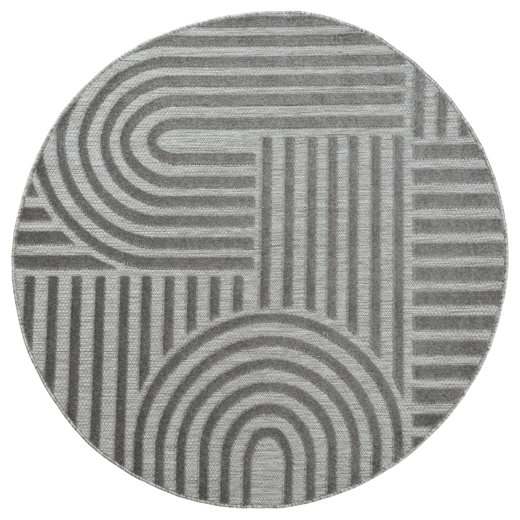 Berlin Outdoor - Japandi - Rond - Grijs - Buitenkleed Tuin - Weerbestendig -