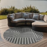 Berlin Outdoor - Japandi - Rond - Grijs - Buitenkleed Tuin - Weerbestendig -