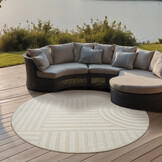 Berlin Outdoor - Japandi - Rond - Creme - Buitenkleed Tuin - Weerbestendig  -