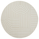 Berlin Outdoor - Japandi - Rond - Creme - Buitenkleed Tuin - Weerbestendig  -