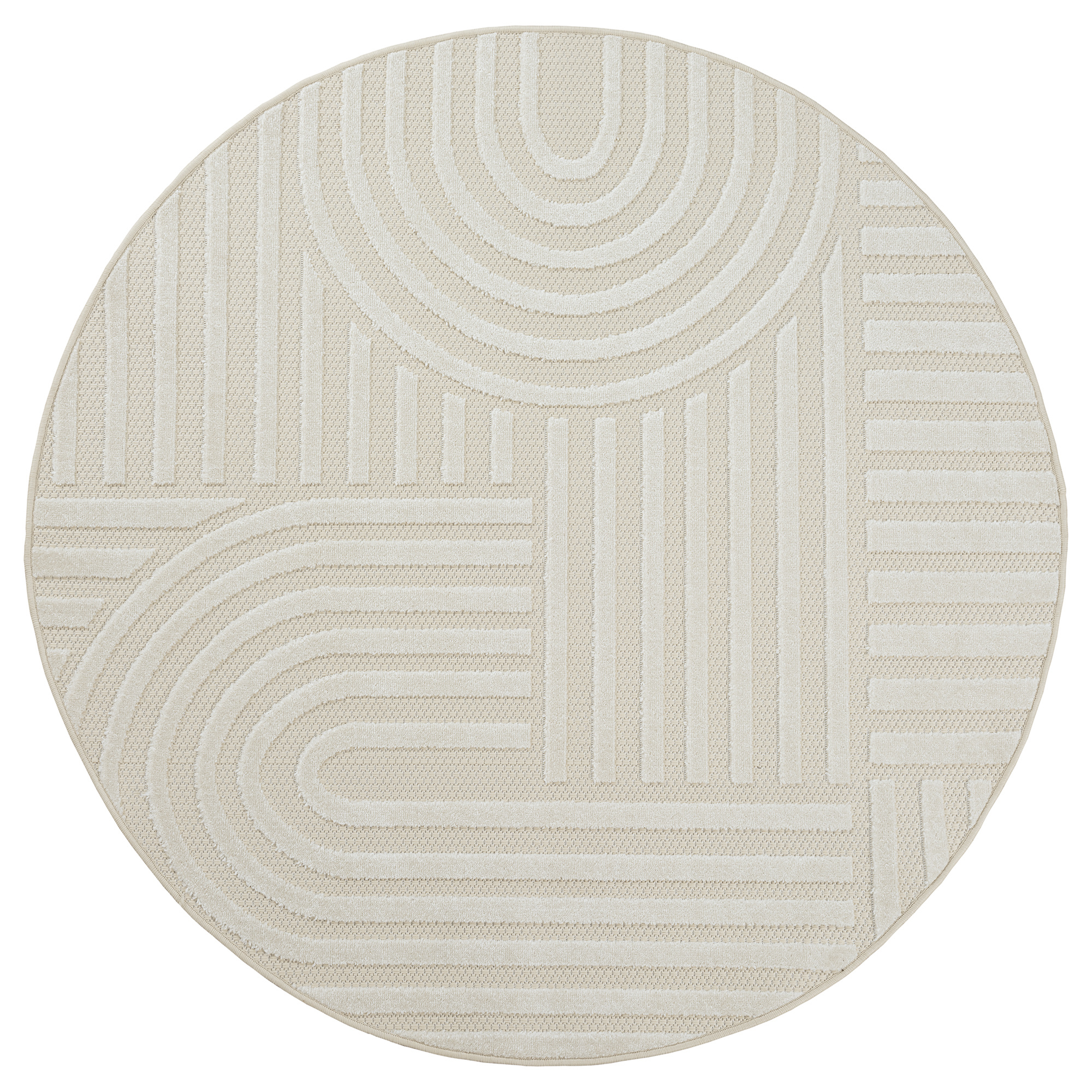 Berlin Outdoor - Japandi - Rond - Creme - Buitenkleed Tuin - Weerbestendig -