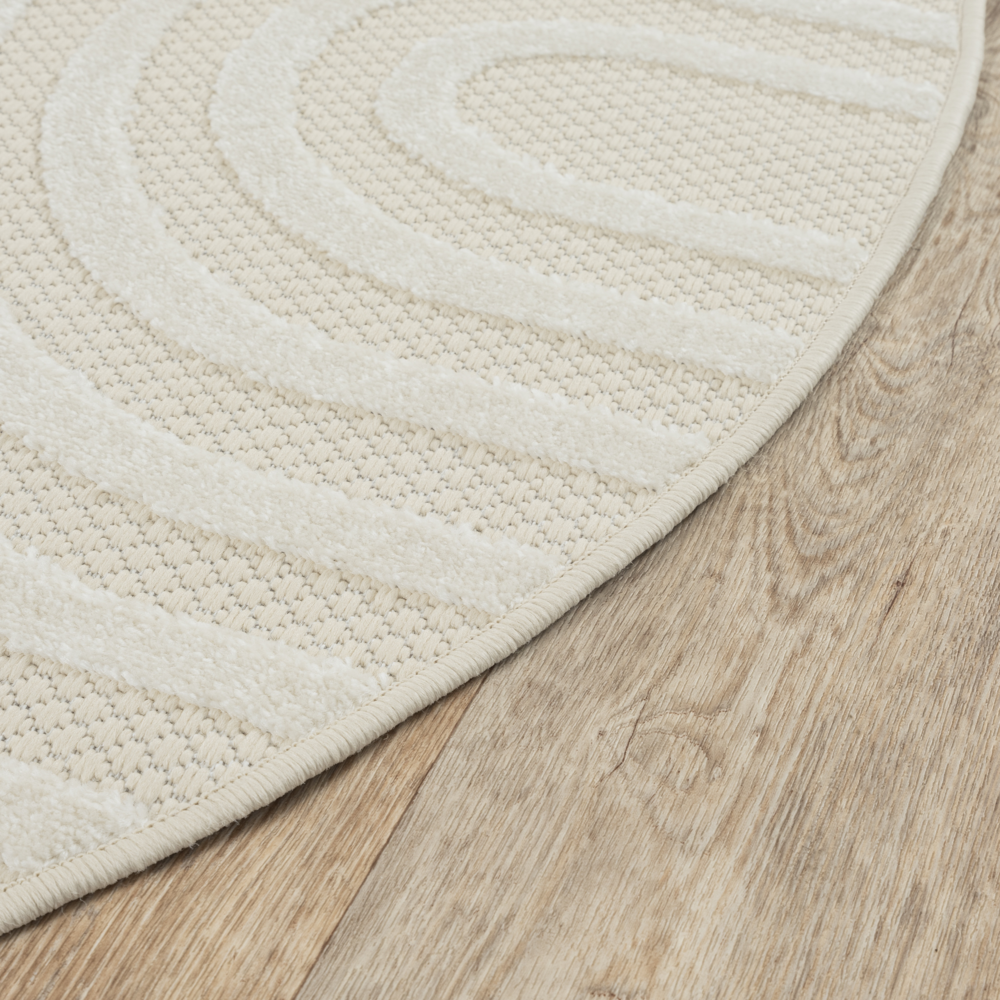 Berlin Outdoor - Japandi - Rond - Creme - Buitenkleed Tuin - Weerbestendig -
