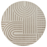 Berlin Outdoor - Japandi - Rond - Beige - Buitenkleed Tuin - Weerbestendig -