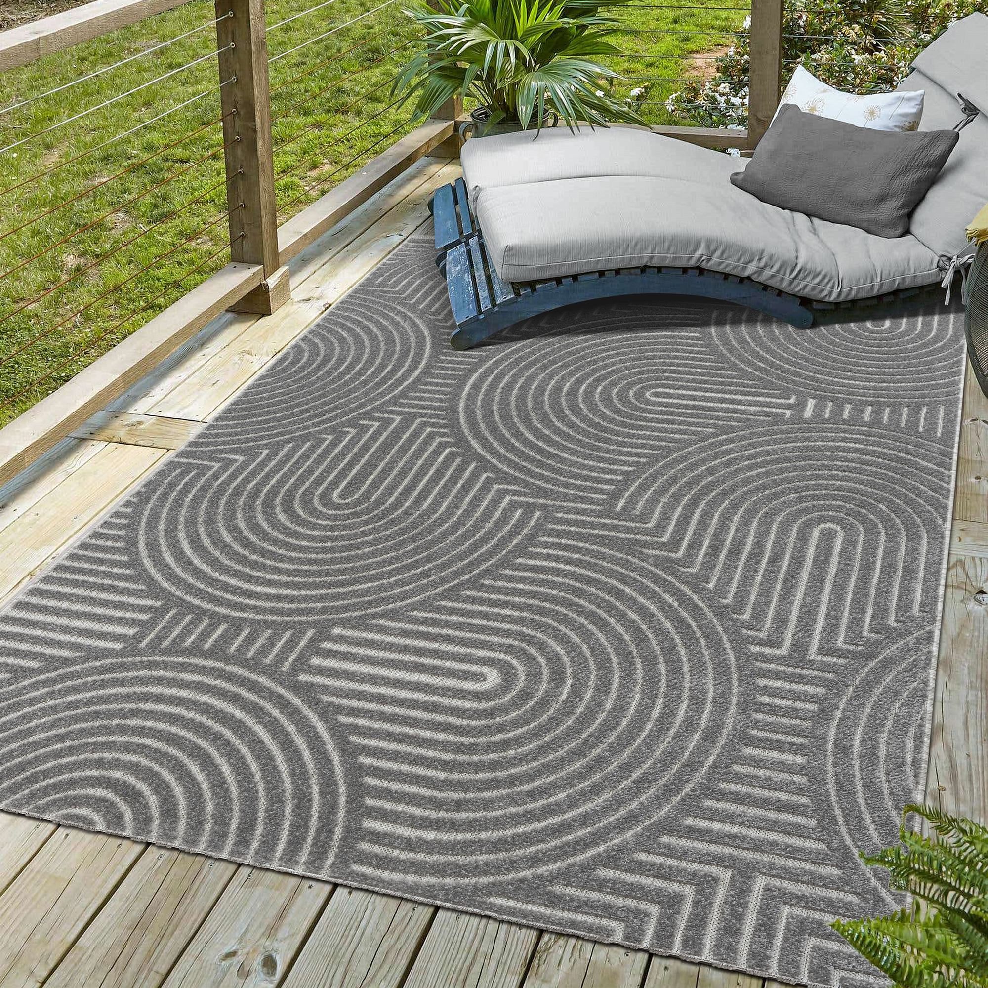 Berlin Outdoor - Japandi - Grijs - Buitenkleed Tuin - Weerbestendig  -