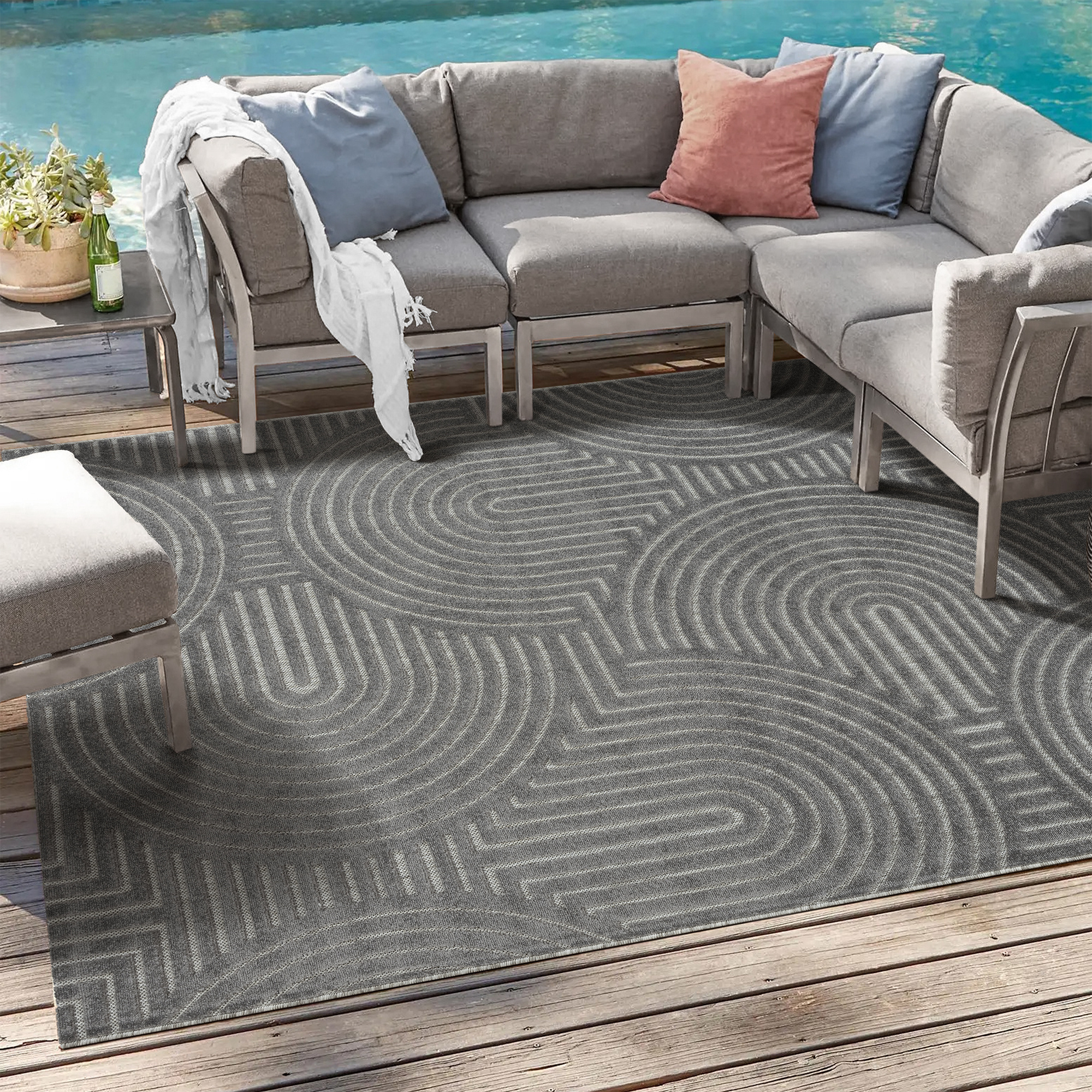 Berlin Outdoor - Japandi - Grijs - Buitenkleed Tuin - Weerbestendig -