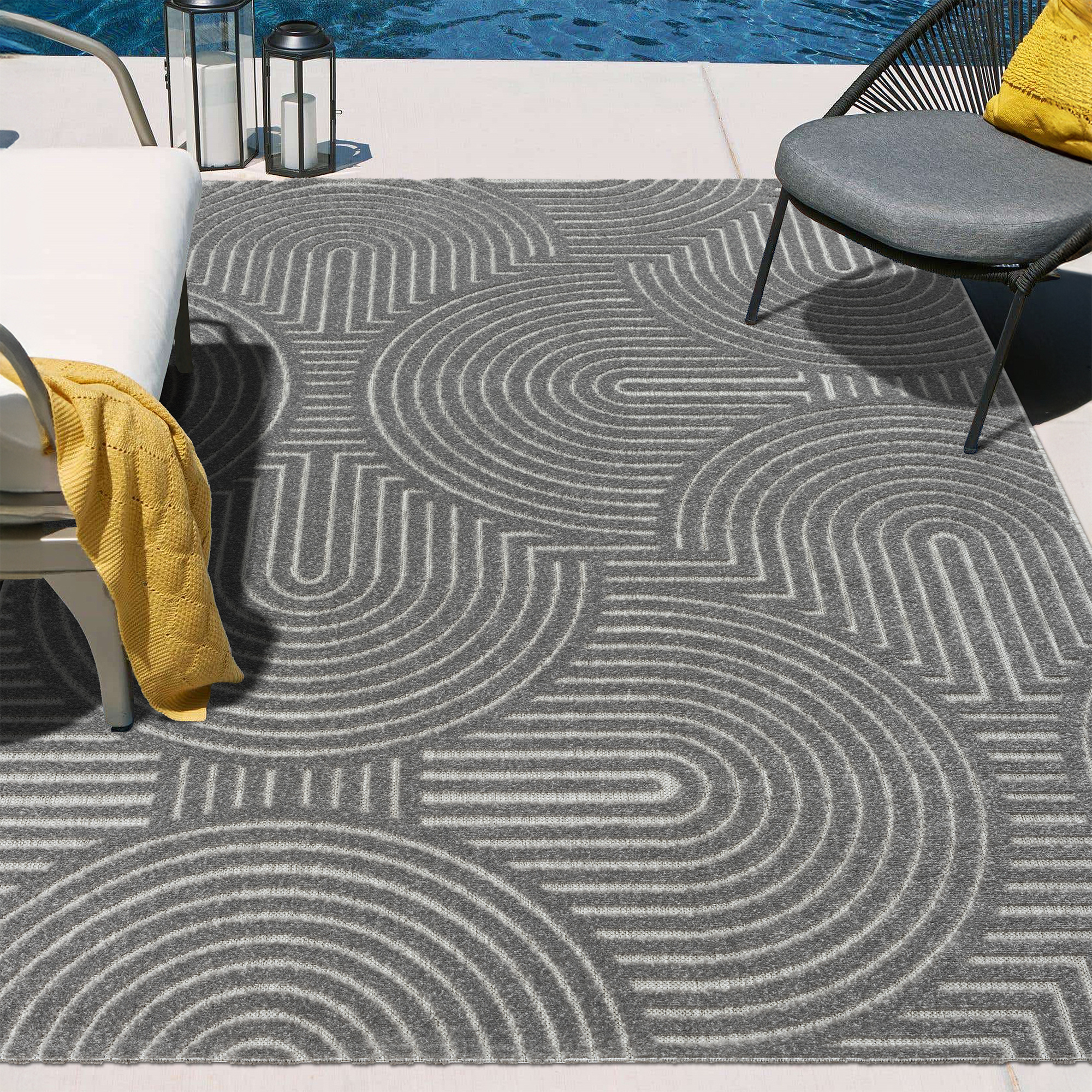 Berlin Outdoor - Japandi - Grijs - Buitenkleed Tuin - Weerbestendig -