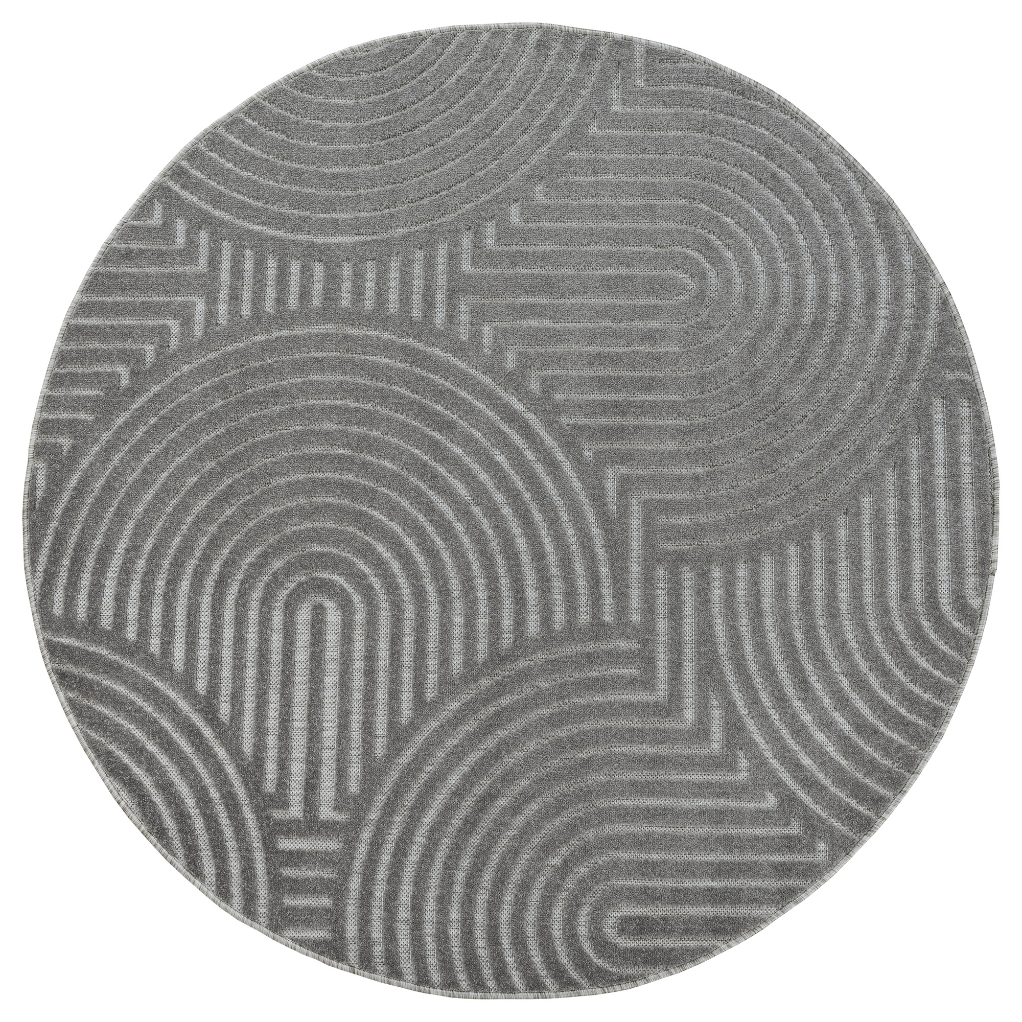 Berlin Outdoor - Japandi - Rond - Grijs - Buitenkleed Tuin - Weerbestendig -