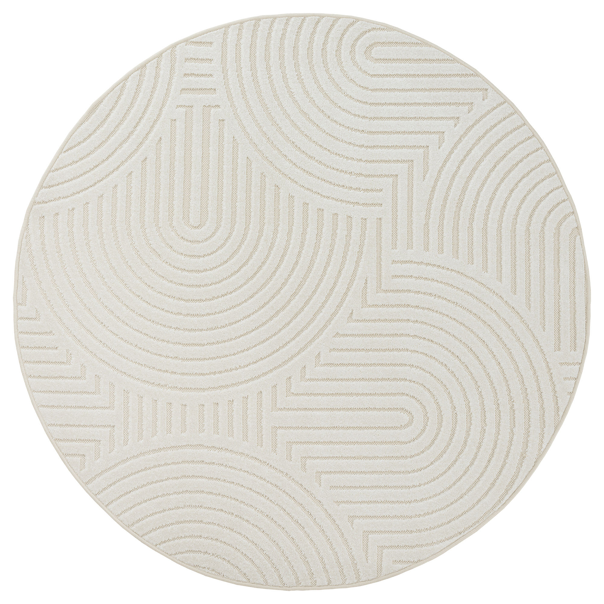 Berlin Outdoor - Japandi - Rond - Creme - Buitenkleed Tuin - Weerbestendig -