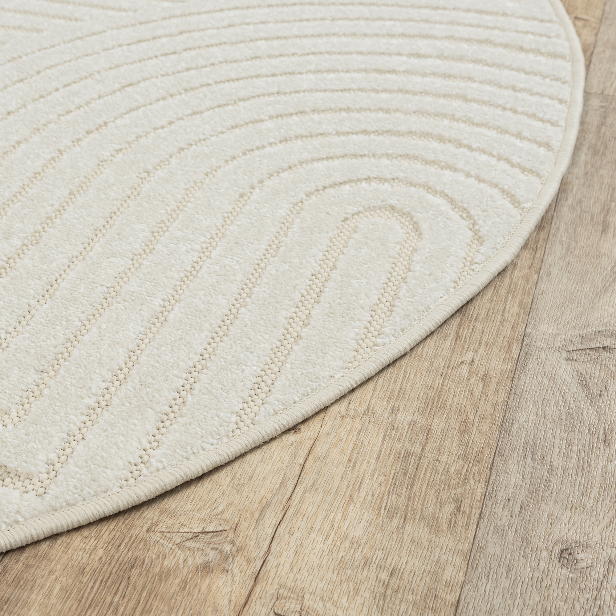Berlin Outdoor - Japandi - Rond - Creme - Buitenkleed Tuin - Weerbestendig -