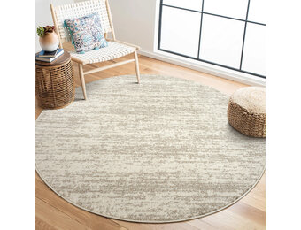 Relax Oslo - Laagpolig Effen Vloerkleed - Rond - Modern Tapijt - Creme