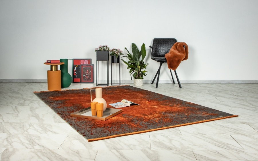 Luxury Picasso Art Elysee Laagpolig Velvet Vloerkleed Terracotta