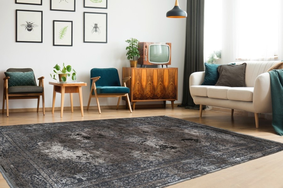 Luxury Picasso Elysee Laagpolig Velvet Vloerkleed Zilver