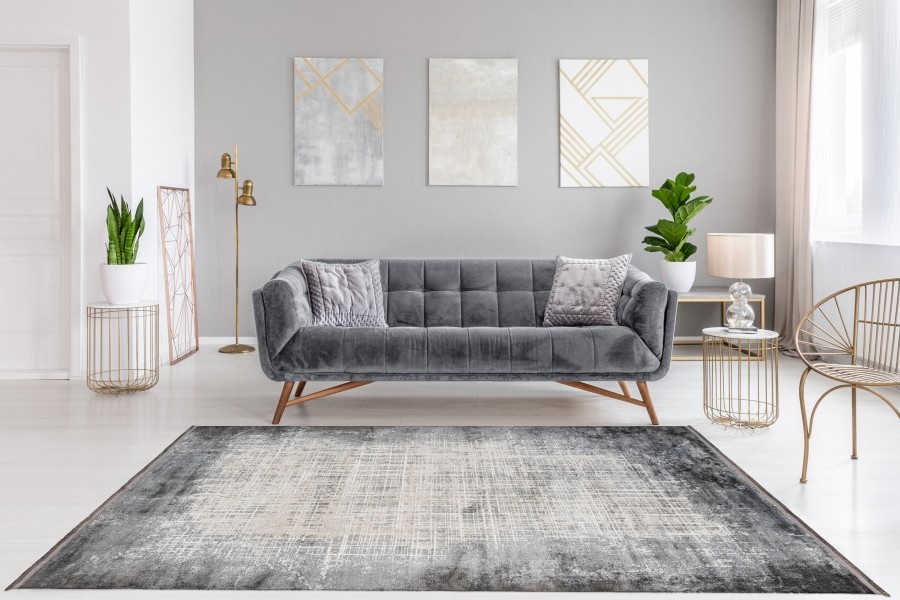 Luxury Picasso Elysee Laagpolig Velvet Vloerkleed Zilver