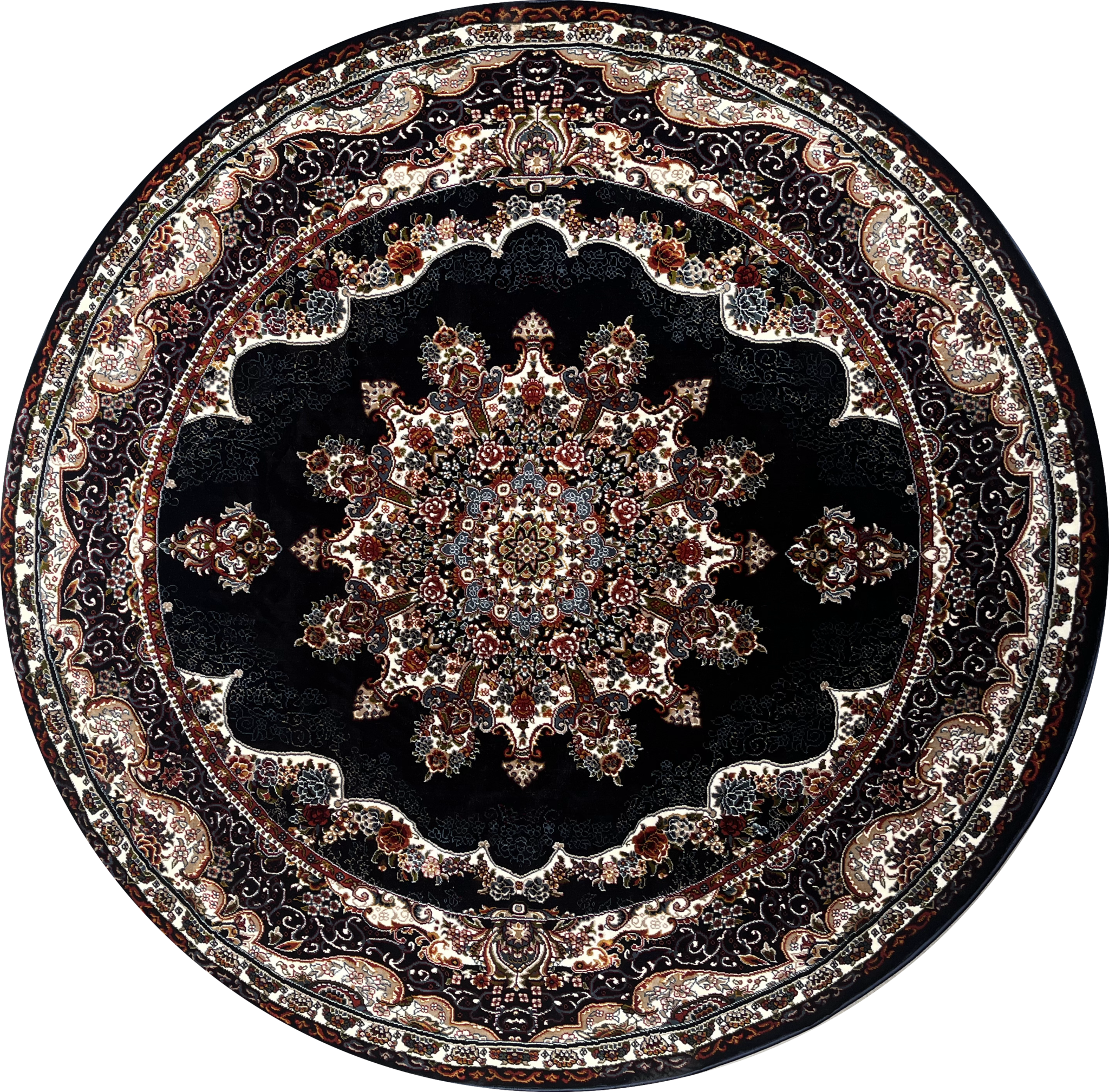 Isfahan Oosters Vloerkleed Nain - Laagpolig - Klassiek Vintage Tapijt - Rond - Blauw / Navy / Multi