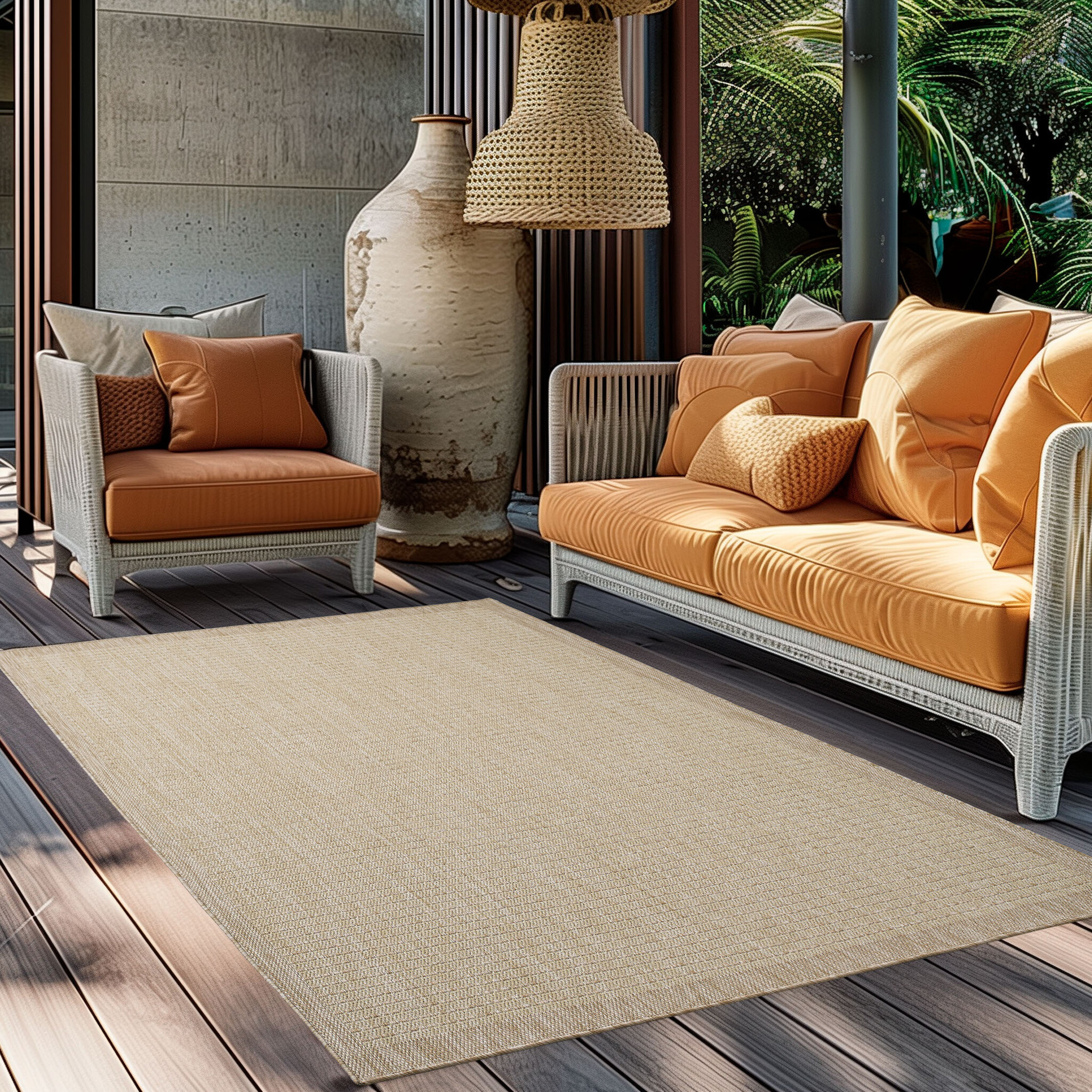 Solid Tuin - Buitenkleed - Indoor & Outdoor - Laagpolig Effen - Beige