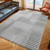 Tapijtenloods Japandi ART - Vloerkleed Boho - Scandinavisch - Laagpolig Effen - Grijs