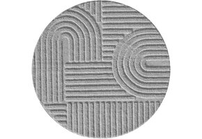 Japandi ART - Rond Vloerkleed Boho - Scandinavisch - Laagpolig Effen - Grijs