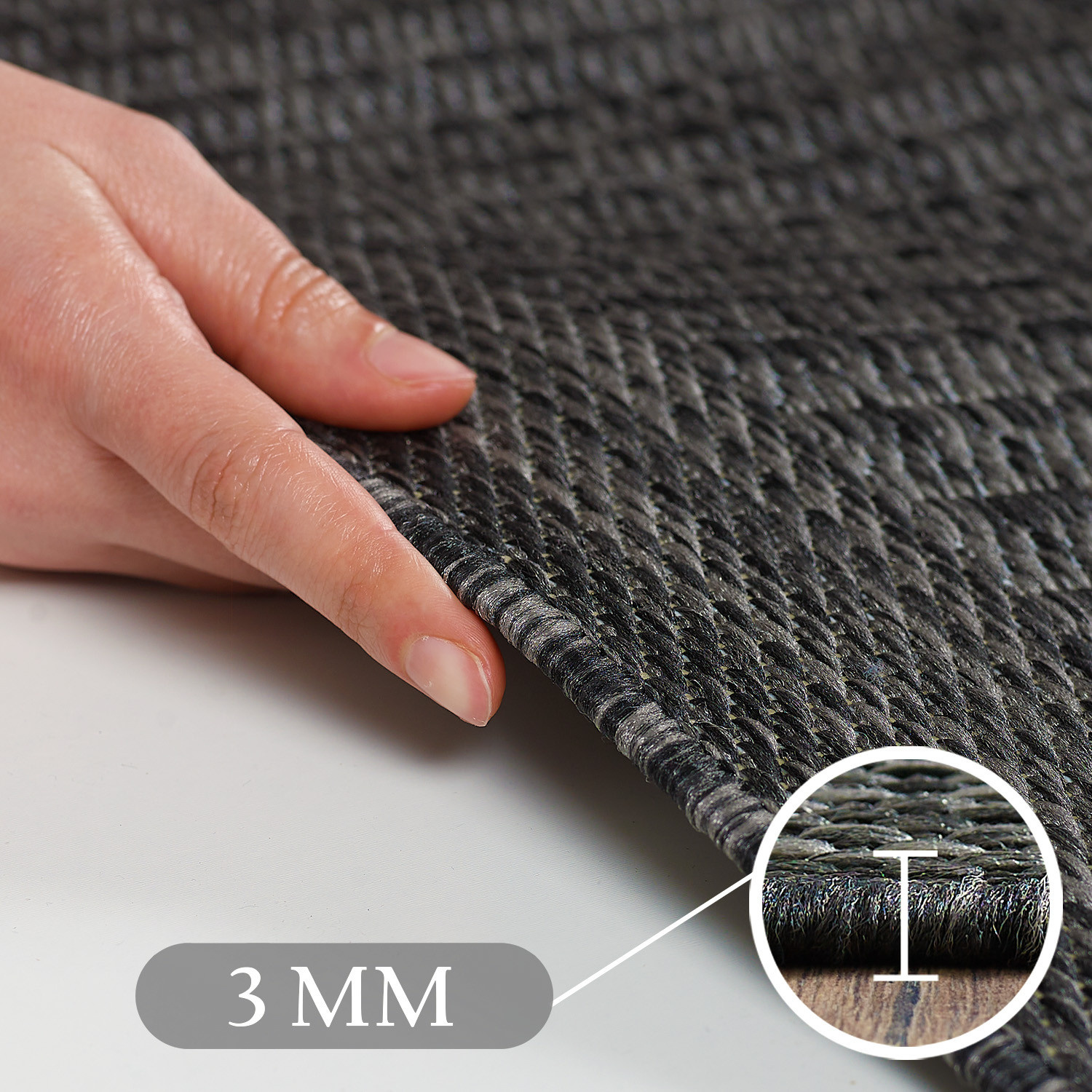Solid Tuin - Rond Buitenkleed - Indoor & Outdoor - Laagpolig Effen - Zwart