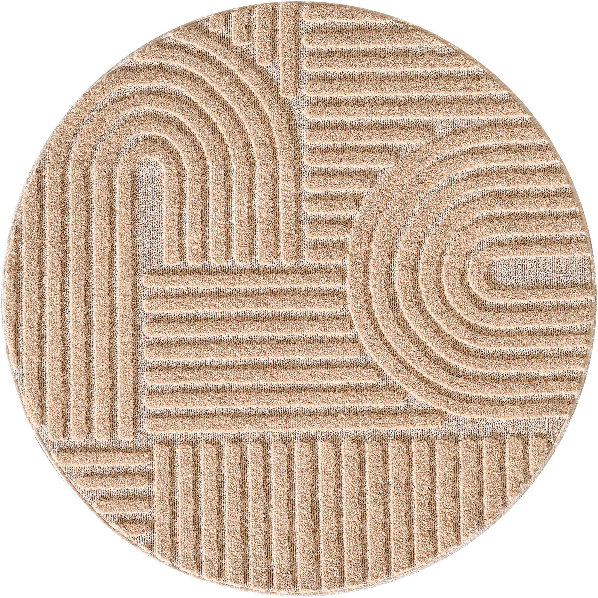 Japandi ART - Rond Vloerkleed Boho - Scandinavisch - Laagpolig Effen - Oud Roze