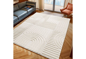 Japandi ART - Vloerkleed Boho - Scandinavisch - Laagpolig Effen - Creme