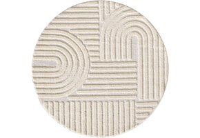 Japandi ART - Rond Vloerkleed Boho - Scandinavisch - Laagpolig Effen - Creme