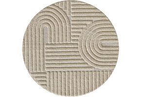 Japandi ART - Rond Vloerkleed Boho - Scandinavisch - Laagpolig Effen - Beige