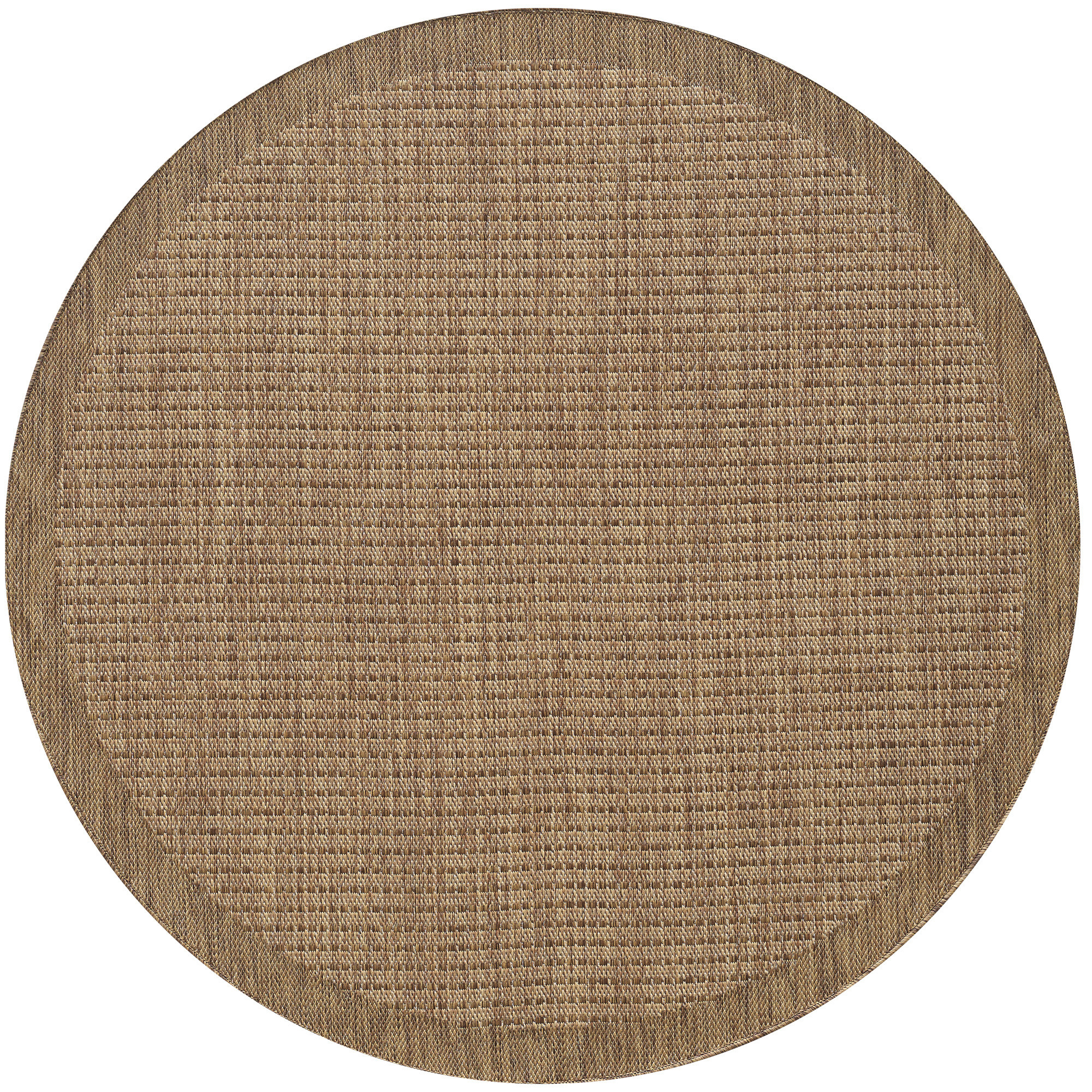 Solid Tuin - Rond Buitenkleed - Indoor & Outdoor - Laagpolig Effen - Bruin Beige