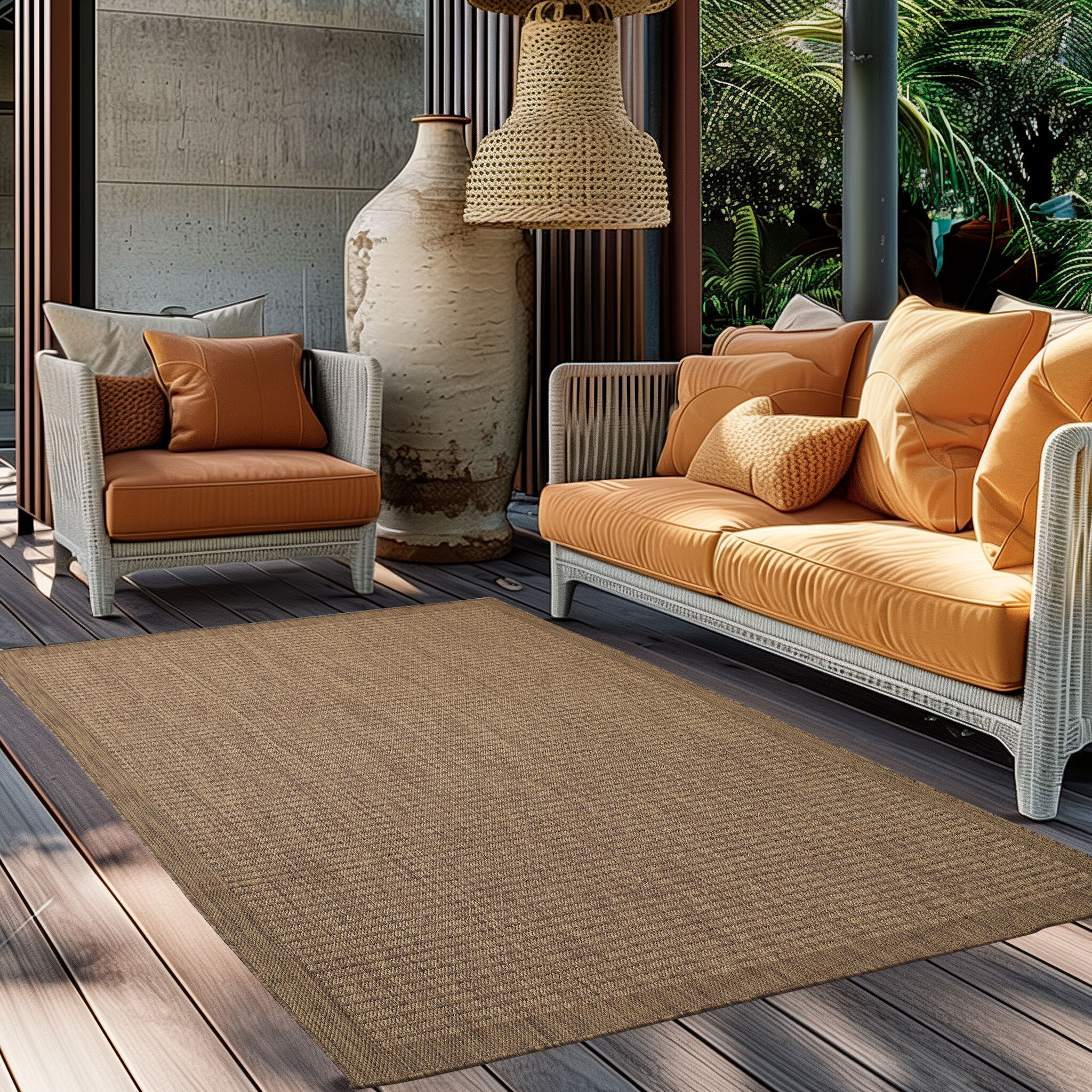 Solid Tuin - Buitenkleed - Indoor & Outdoor - Laagpolig Effen - Bruin Beige