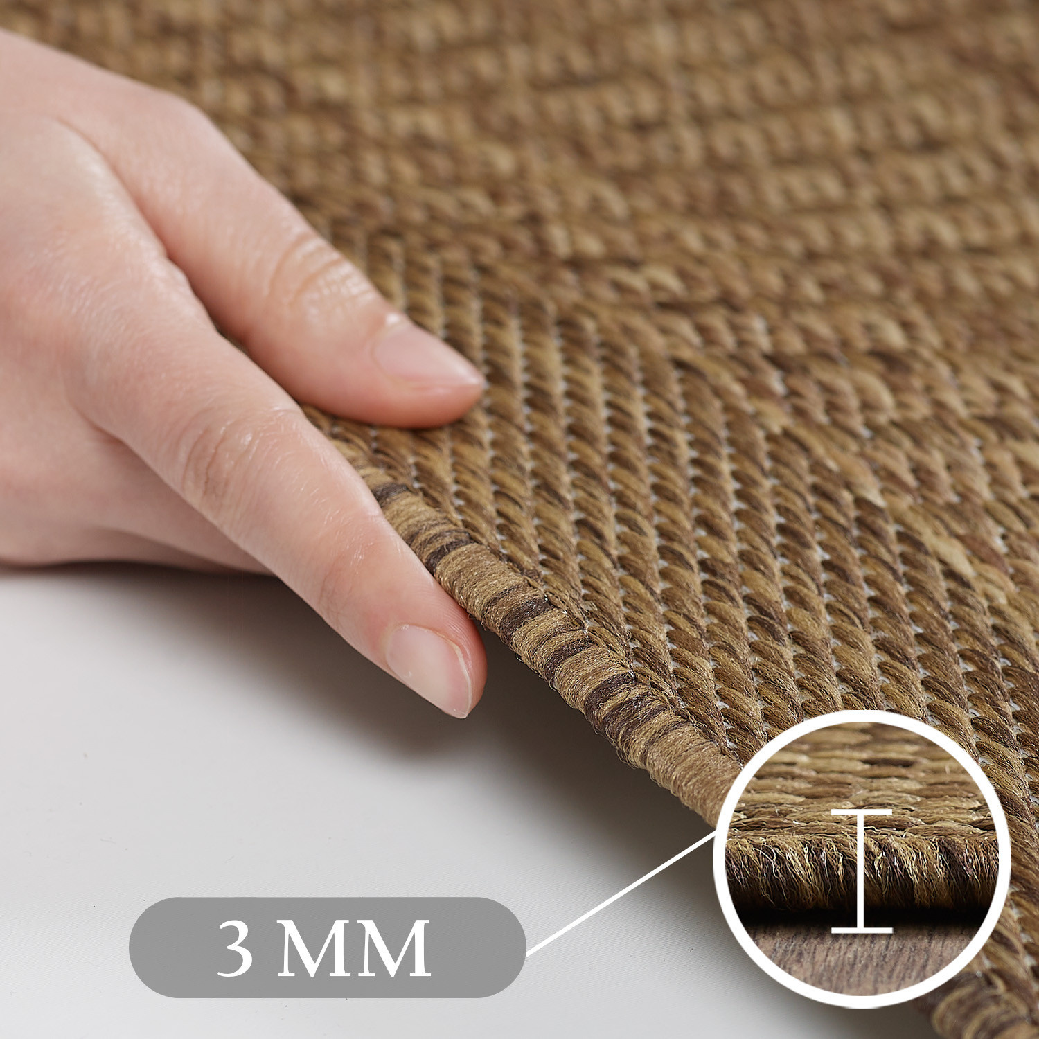 Solid Tuin - Rond Buitenkleed - Indoor & Outdoor - Laagpolig Effen - Bruin Beige