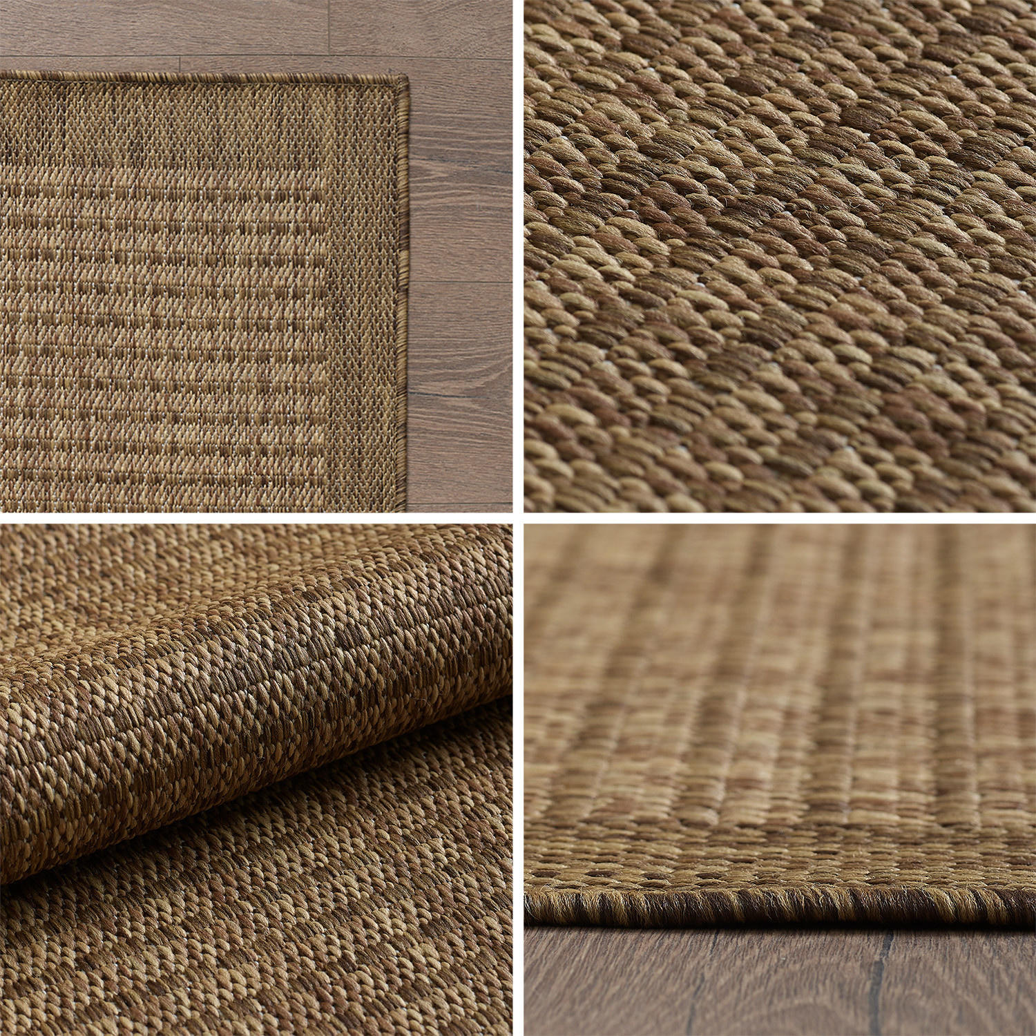 Solid Tuin - Rond Buitenkleed - Indoor & Outdoor - Laagpolig Effen - Bruin Beige